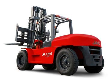 China JAC 10 Ton Diesel Vorkheftruck, Grote Capaciteitscounterbalance Forklifts, Zware Materiaalvorkheftruck, Rode of Oranje Kleur leverancier