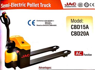 China Rode/Gele Semi Elektrische Palletvrachtwagen 2 de Ton Prestaties van de Capaciteits Hoge Gradiënt leverancier