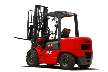 China 3 tonjac van de Diesel De Hoogte 3M Vorkheftrucklift - 6M Isuzu Motor Rode Kleur fabriek